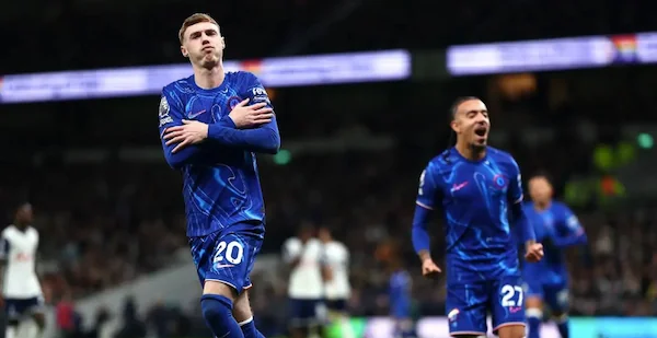 Striker Chelsea Cole Palmer saat selebrasi kemenangan tim atas Tottenham, Minggu (8/12/2024). Hasil akhir Tottenham vs Chelsea 3-4 (Foto: Media Officer Chelsea)