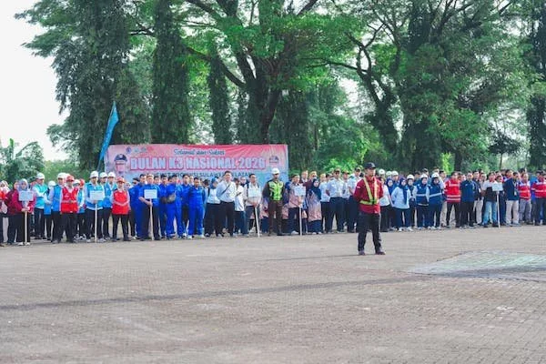 Upacara peringatan Bulan Keselamatan dan Kesehatan Kerja (K3) Nasional Tahun 2026 tingkat Provinsi Sulawesi Selatan (dok. Ist)