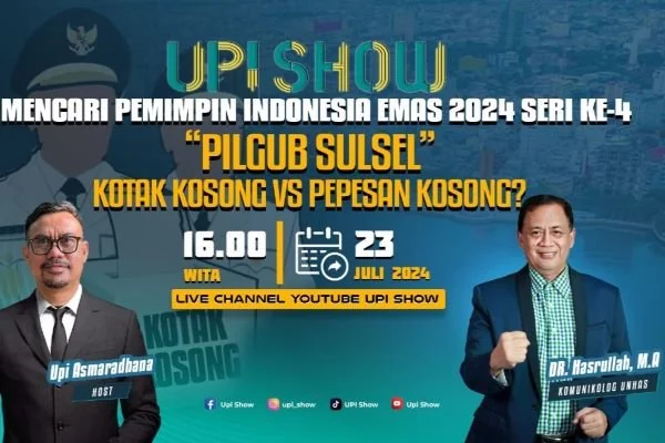 Wawancara eksklusif pada program "UpiShow" bersama Upi Asmaradana dan Dr Hasrullah, Komunikolog Unhas (Dok : KabarMakassar).