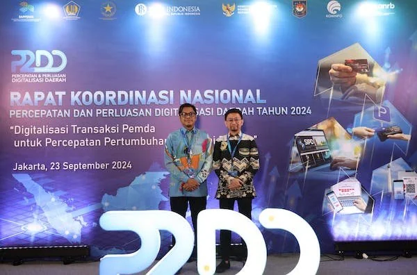 Pj Sekda Makassar, Firman Hamid Pagarra dalam Rapat Koordinasi Nasional (Rakornas) Percepatan dan Perluasan Digitalisasi Daerah (P2DD) 2024 yang berlangsung di Hotel Indonesia Kempinski, Jakarta, Senin (23/09)  (dok ist)