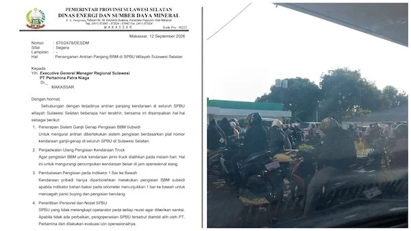 Surat dari Pemprov Sulsel dan Antrean BBM (Dok: KabarMakassar).