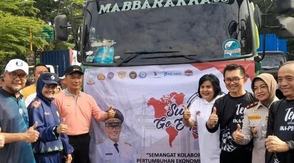 Pj Gubernur Sulsel, Prof Zudan Arif Fakrulloh dan Plh Kepala Disperindag Sulsel, Since Erna Lamba di Sulsel Go Export (Dok: Nofi KabarMakassar).