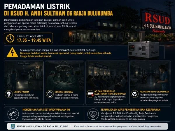 RSUD Sultan Daeng Radja Alami Pemadaman Sementara. (Dok: Ist)