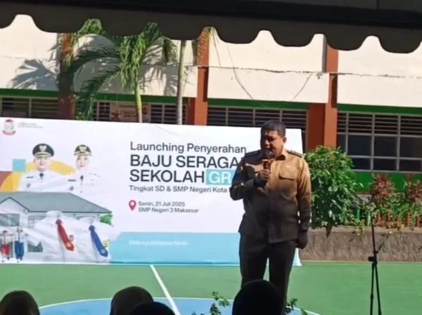 Wali Kota Makassar Munafri Arifuddin saat Sambutan di SMP 3 Negeri Makassar, (Dok: Sinta Kabar Makassar).