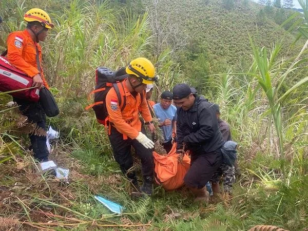 Proses evakuasi jenazah korban yang dilakukan oleh Tim SAR Gabungan di Bukit Nosu (dok:ist)