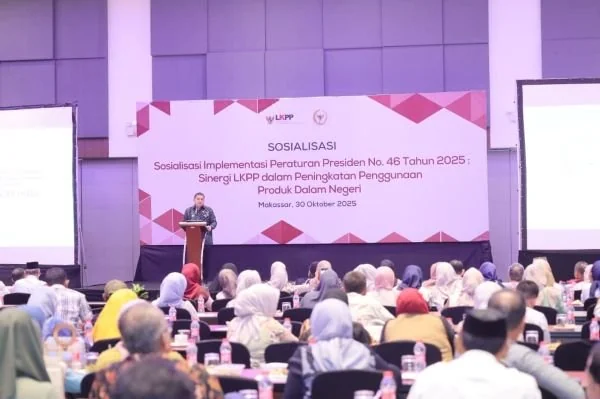 Wali Kota Makassar, Munafri Arifuddin saat Memberikan Sambutan di Sosialisasi Implementasi Perpres. Dok. Ist