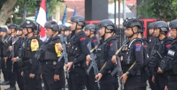 127 personel Batalyon C Pelopor Satbrimob Polda Sulsel siap mengamankan Pemilu 2024 pada menjelang pencoblosan, Rabu 14 Februari mendatang. Dok Humas Polres Bone