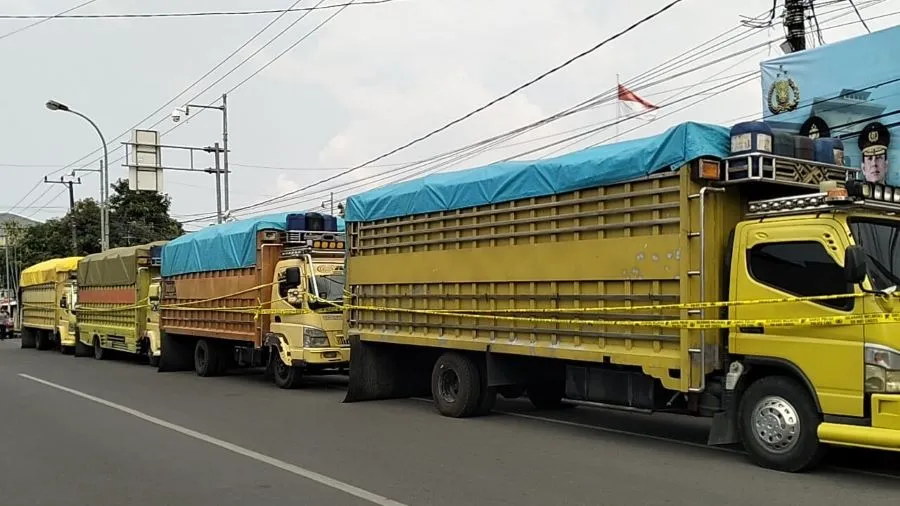 Empat Kendaraan truk yang diamankan Polresta Mamuju (dok: Aldy KabarMakassar)