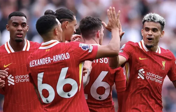 Momen skuad Liverpool rayakan kemenangan atas Bournemouth (Foto: Media Officer Liverpool)