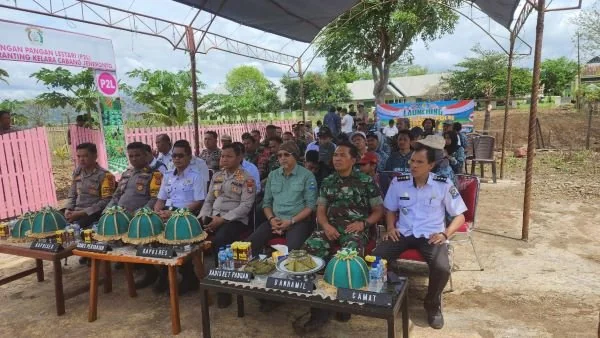 Kapolres Jeneponto, AKBP Widi Setiawan saat menghadiri Launching Gugus Tugas Ketahanan Pangan di lahan Polsek Kelara, Lingkungan Tolo, Kelurahan Tolo, Kecamatan Kelara (Dok : Ist).