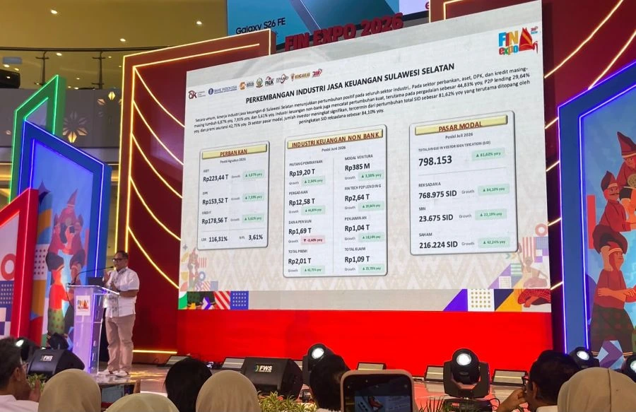 Kepala OJK Provinsi Sulawesi Selatan dan Sulawesi Barat sekaligus Ketua FKIJK Sulselbar, Moch Muchlasin di  FIN Expo 2026 (Dok: Nofi KabarMakassar)