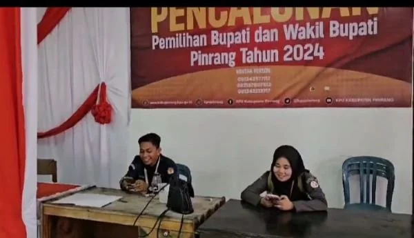 Suasana jadwal pendaftaran paslon perdana oleh KPU Kabupaten Pinrang masih sepi (Dok : Ist).