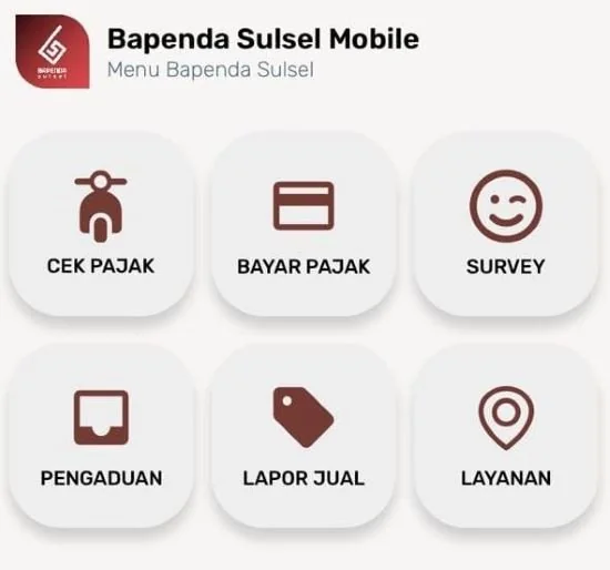 Tangkapan layar fitur layanan di aplikasi Bapenda Sulsel Mobile yang dapat diakses oleh masyarakat (Dok: Nofi KabarMakassar)