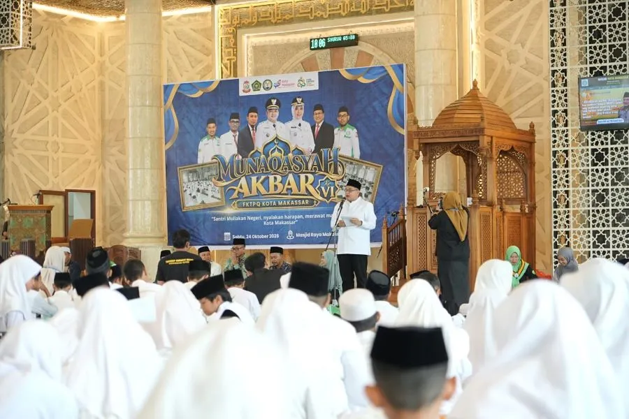 Wali Kota Makassar Munafri Arifuddin saat di Munaqasyah ke-VI Forum Komunikasi Taman Pendidikan Al-Qur'an (FKTPQ) Kota Makassar (Dok: Ist)