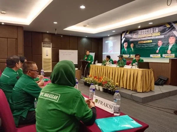 Ketua DPC PPP Makassar, Akbar Yusuf saat Memberikan Sambutan di Muscab IX DPC PPP Kota Makassar (Dok: Sinta KabarMakassar).