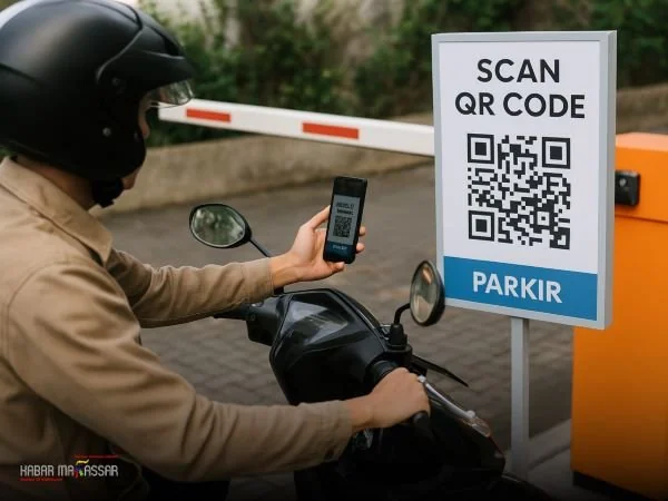 Ilustrasi Pembayaran Parkir Menggunakan Qris, (Dok: KabarMakassar).