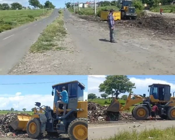 Kondisi Jalan Radjamilo saat tumpukan sampah sudah dibersihkan DLHK Jeneponto (Dok : Ist).