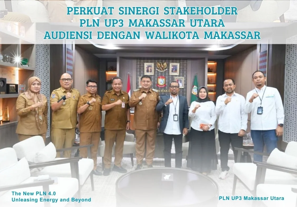 Manajemen PLN UP3 Makassar Utara melakukan audiensi bersama Wali Kota Makassar Munafri Arifuddin dan jajaran Pemerintah Kota Makassar.