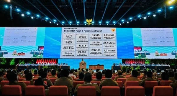 angkapan Layar Presiden Prabowo Subianto saat taklimatnya di Rakornas Pemerintah Pusat dan Daerah Tahun 2026, (Dok: Ist).