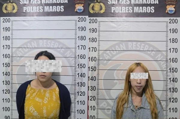 Kedua pelaku penyalahgunaan narkotika yang berhasil ditangkap Polres Maros (Dok: Ist).