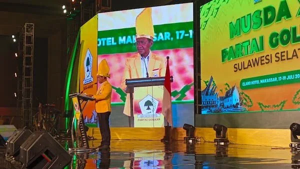 Ketua Umum Partai Golkar, Bahlil Lahadalia saat Memberikan Arahan di Musda Sulsel (Dok: KabarMakassar).