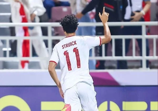 Rafael Struick, salah satu pemain Garuda Muda, yang juga mencetak 2 gol saat melawan Korea Selatan dalam babak 8 besar, Jumat (26/4) dini hari.