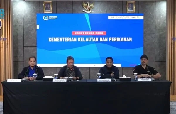 Tangkapan layar konferensi pers yang dilaksanakan oleh Kementerian Kelautan dan Perikanan (Dok: Nofi KabarMakassar)