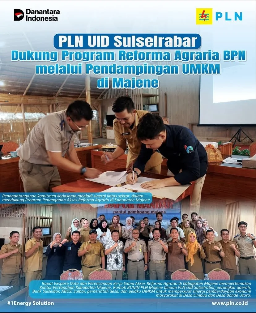 PLN UID Sulselrabar melalui Rumah BUMN PLN Majene berkolaborasi dengan BPN untuk mendampingi UMKM (Dok: Ist)