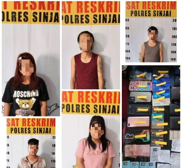 5 tersangka kasus Penipuan Dengan Motif Penipuan Berhadiah Motor Nmax