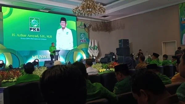 Ketua DPW PKB Sulsel, Azhar Arsyad saat Memberikan Sambutan di Muswil, (Dok: Sinta KabarMakassar).