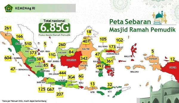 Peta sebaran masjid ramah pemudik. (Dok: Ist)