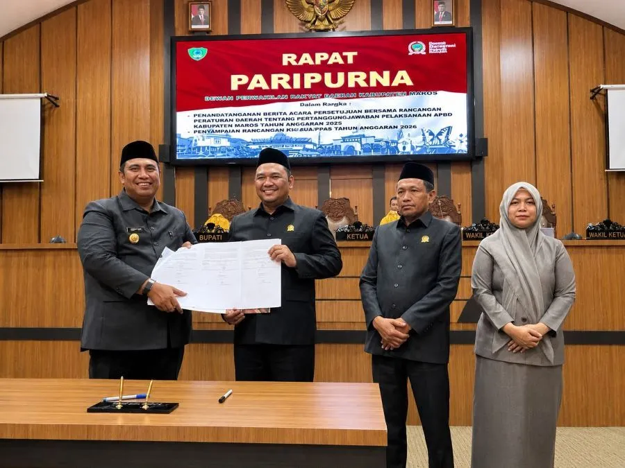 Ranperda tentang Pertanggungjawaban Pelaksanaan APBD Tahun Anggaran 2025 di Gedung DPRD Maros (Dok: Ist)
