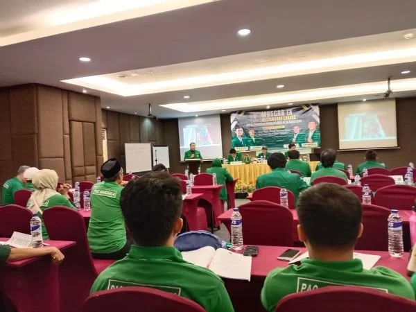 Ketua DPC PPP Makassar, Akbar Yusuf saat Menyampaikan LPJ di Muscab PPP Makassar (Dok: Ist)