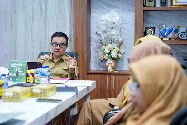 Sekretaris Provinsi Sulawesi Selatan, Jufri Rahman pada sosialisasi percepatan pemenuhan sumber daya manusia kesehatan layanan KJSU-KIA yang digelar oleh Kementerian Kesehatan Republik Indonesia secara virtual (Dok: Ist)