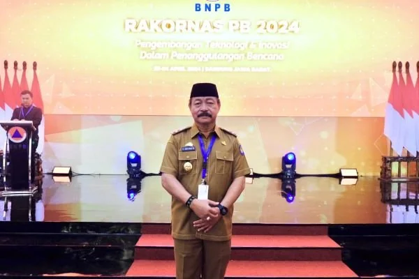 Wakil Bupati Gowa, Abdul Rauf Malaganni saat menghadiri Rapat Koordinasi Nasional (Rakornas) Penanggulangan Bencana 2024.