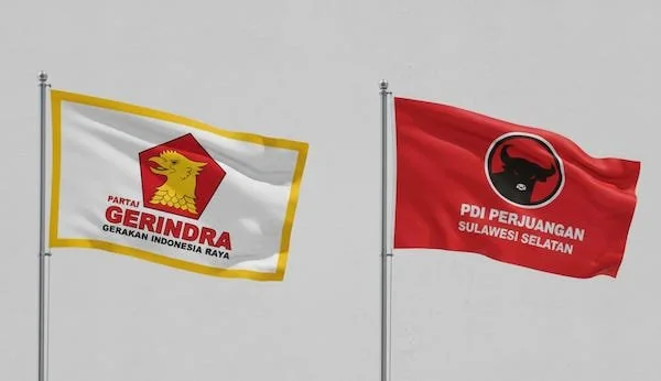 Bendera Gerindra dan PDIP (Dok: Ist).