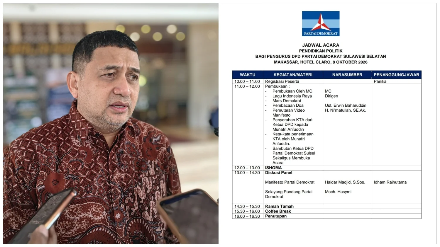 Jadwal Demokrat Wali Kota Makassar Menerima KTA Demokrat (Dok: Ist).