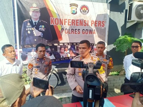 Konferensi pers Polres Gowa (Dok : ist).