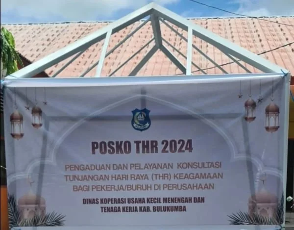 Posko aduan THR Diskopumker Bulukumba, Jalan Yos Sudarso, Kelurahan Bentengnge, Kecamatan Ujungbulu, Kabupaten Bulukumba.