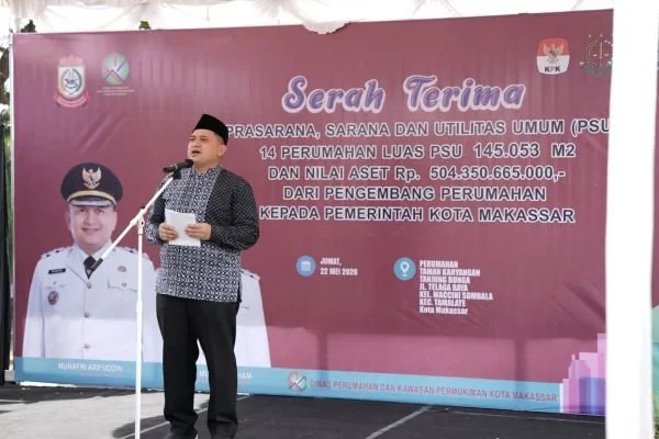 Wali Kota Makassar Munafri Arifuddin saat Memberikan Sambutan di Penyerahan PSU (Dok: Ist)