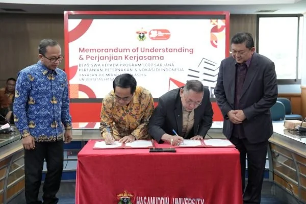 Universitas Hasanuddin bersama Yayasan JHL Merah Putih Kasih menyepakati Memorandum of Understanding (MoU). Dok. Ist