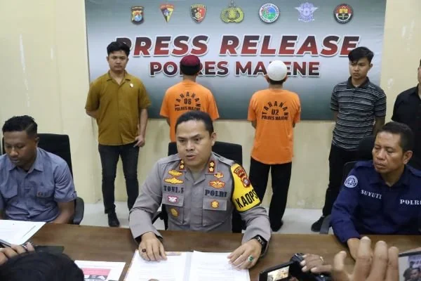Press release kasus penyalahgunaan narkoba di Mapolres Majene.
