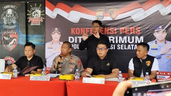 konferensi pers tim Resmob Polda Sulsel