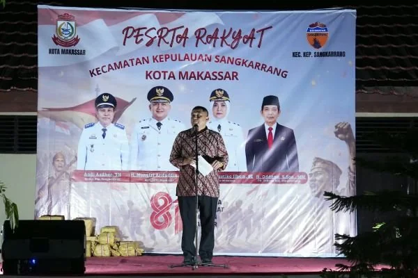 Wali Kota Makassar Munafri Arifuddin saat memberikan sambutan pada Pesta Rakyat di Pulau Sangkarrang (Dok: Ist)