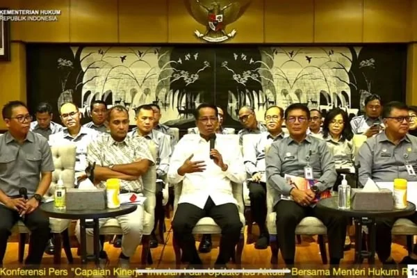 Konferensi pers Capaian Kinerja Kementerian Hukum dan HAM RI Triwulan I Tahun 2025 (Dok : Ist).