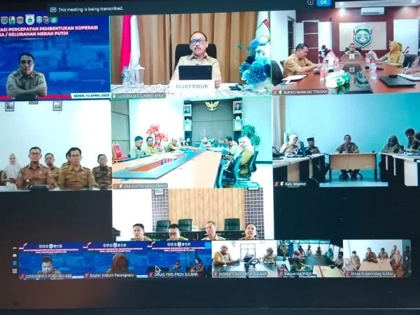 Rakor Virtual yang digelar oleh Gubernur Sulbar, Suhardi Duka (Dok : Ist).