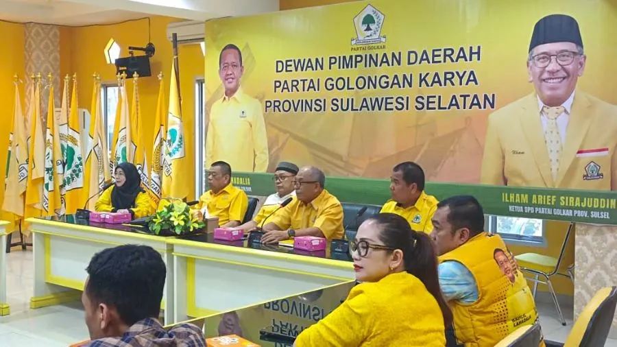 Konferensi pers Pelantikan Pengurus DPD Golkar Sulsel (Dok: Sinta KabarMakassar)