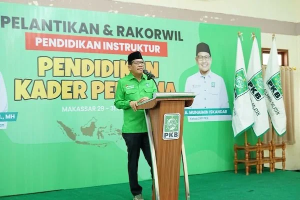 Ketua DPW PKB Sulsel Azhar Arsyad saat Sambutan di Rakorwil DPW PKB Sulsel, (Dok: Ist).