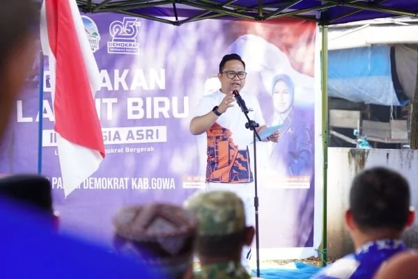 Wakil Bupati Gowa, H. Darmawangsyah Muin (DM), saat Memberikan Sambutan di Gerakan Indonesia Asri yang Digelar Oleh Demokrat (Dok: Ist).