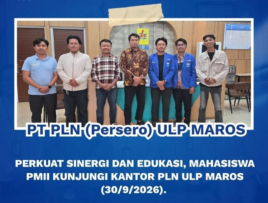 PLN ULP Maros menerima kunjungan mahasiswa PMII yang membahas keandalan jaringan listrik dan keselamatan ketenagalistrikan di Kabupaten Maros (Dok: Ist)